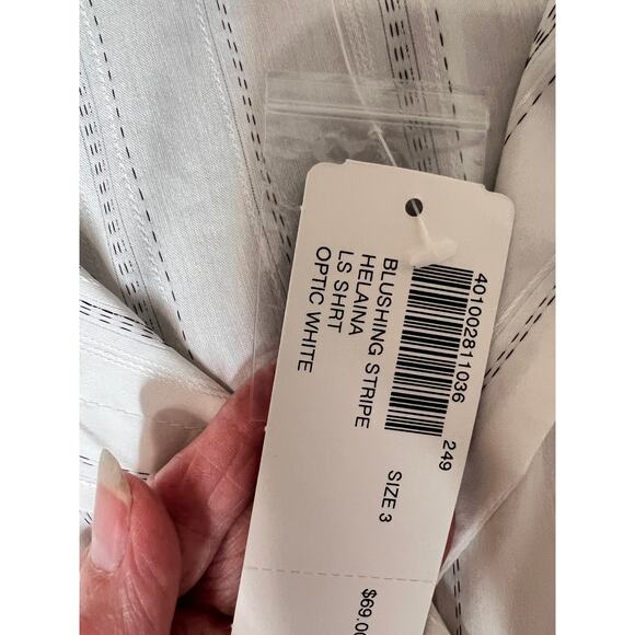 Chico's size 3 blouse white silver stripe button-up office atire evenings dressy - Picture 7 of 8